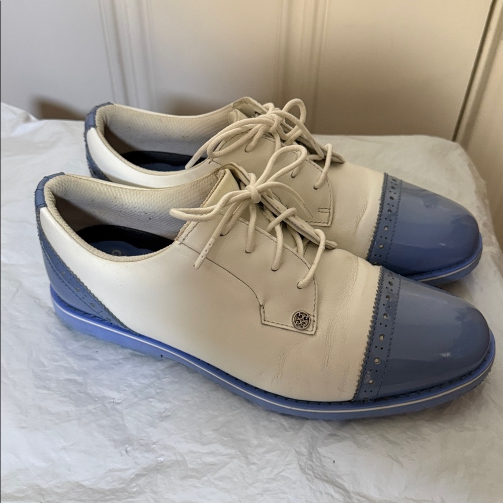 G/FORE Womens Cap Toe Gallivanter Golf Shoes - Snow/Vista Blue Size 8.5 - Picture 4 of 10